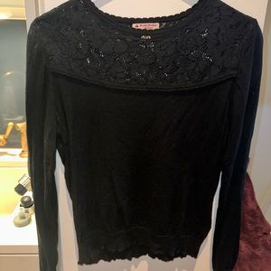 Brooks Brothers Black Sweater with Lacey detail